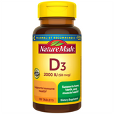 Nature Made Vitamin D3, 100 Softgels, Vitamin D 2000 IU (50 mcg) Helps Support Immune Health, Strong Bones and Teeth, & Muscle Function, 250% of The Daily Value for Vitamin D in One Daily Softgel
