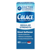 Colace Regular Strength Stool Softener 100 mg Capsules 60 Count Docusate Sodium Stool Softener for Gentle Dependable Relief