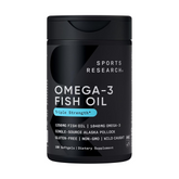 Sports Research Triple Strength Omega 3 Fish Oil - Burpless Fish Oil Supplement w/EPA & DHA Fatty Acids from Single-Source Wild Alaskan Pollock - 1250 mg, 180 ct