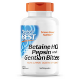 Doctor's Best Betaine HCI Pepsin & Gentian Bitters, Digestive Enzymes for Protein Breakdown & Absorption, Non-GMO, Gluten Free, 360 Count (Pack of 1)