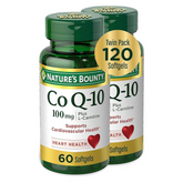 N.ature's B.ounty CoQ10 100mg Plus L-Carnitine, Supports Heart Health, Dietary Supplement Twin Pack, 120 Softgels