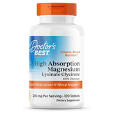 Doctor's Best High Absorption Magnesium Glycinate Lysinate, 100% Chelated, TRACCS, Not Buffered, Non-GMO, Vegan, Gluten & Soy Free, 100 mg, 120 Tablets (Packaging May Vary)