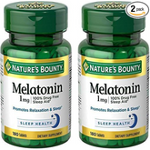 Nature's Bounty Melatonin, 100% Drug Free Sleep Aid, Promotes Relaxation and Sleep Health, 1mg, 180 Tablets