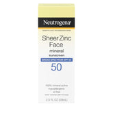 Neutrogena Sheer Zinc Oxide Dry-Touch Face Sunscreen with Broad Spectrum SPF 50, Oil-Free, Non-Comedogenic & Non-Greasy Mineral Sunscreen, 2 fl. oz