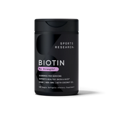 Sports Research® Biotin 10,000mcg with Organic Coconut Oil - Biotin (Vitamin B7) for Healthy Skin and Hair Support* - for Women and Men - Vegan, Non-GMO, Gluten & Soy-Free - 120 Veggie Softgels