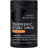 Sports Research Turmeric Curcumin C3 Complex 500 Mg with 95% Curcuminoids, Bioperine and Organic Virgin Coconut Oil.120 Capsules
