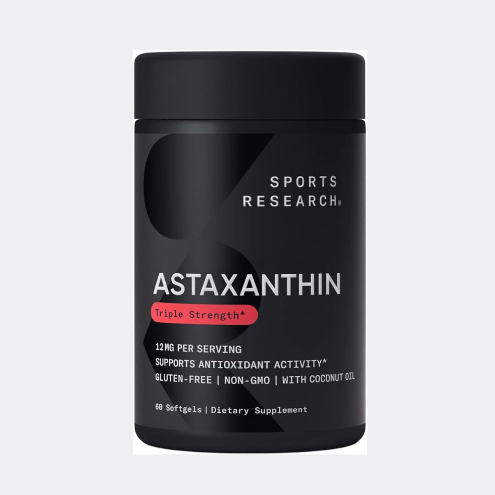 Sports Research Astaxanthin 12mg 60 Softgels - front of bottle
