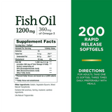 N.ATURE'S B.OUNTY ODOR-LESS FISH OIL, 350MG OF OMEGA-3, VALUE SIZE, 200 COATED SOFTGELS