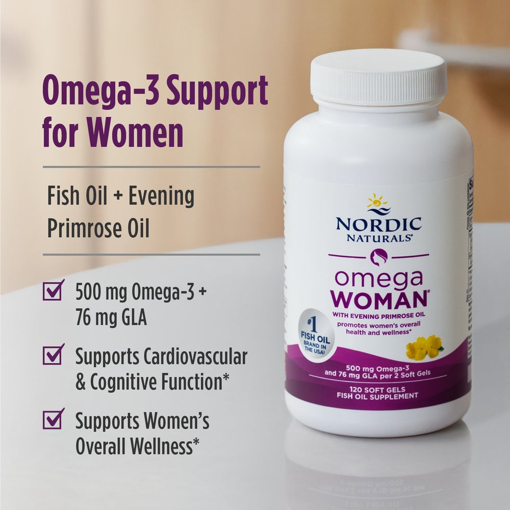 Nordic Naturals Omega Woman 500mg 120ct - packaging detail