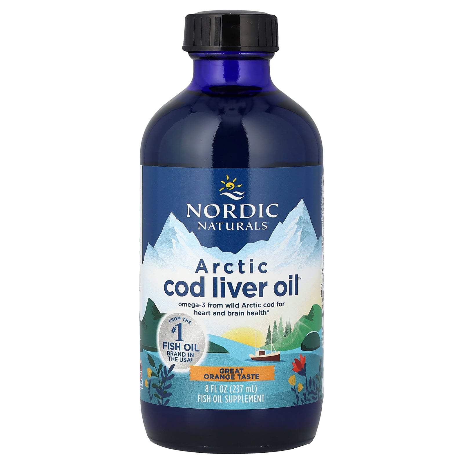 Nordic Naturals Arctic Cod Liver Oil Orange 8oz - front of bottle