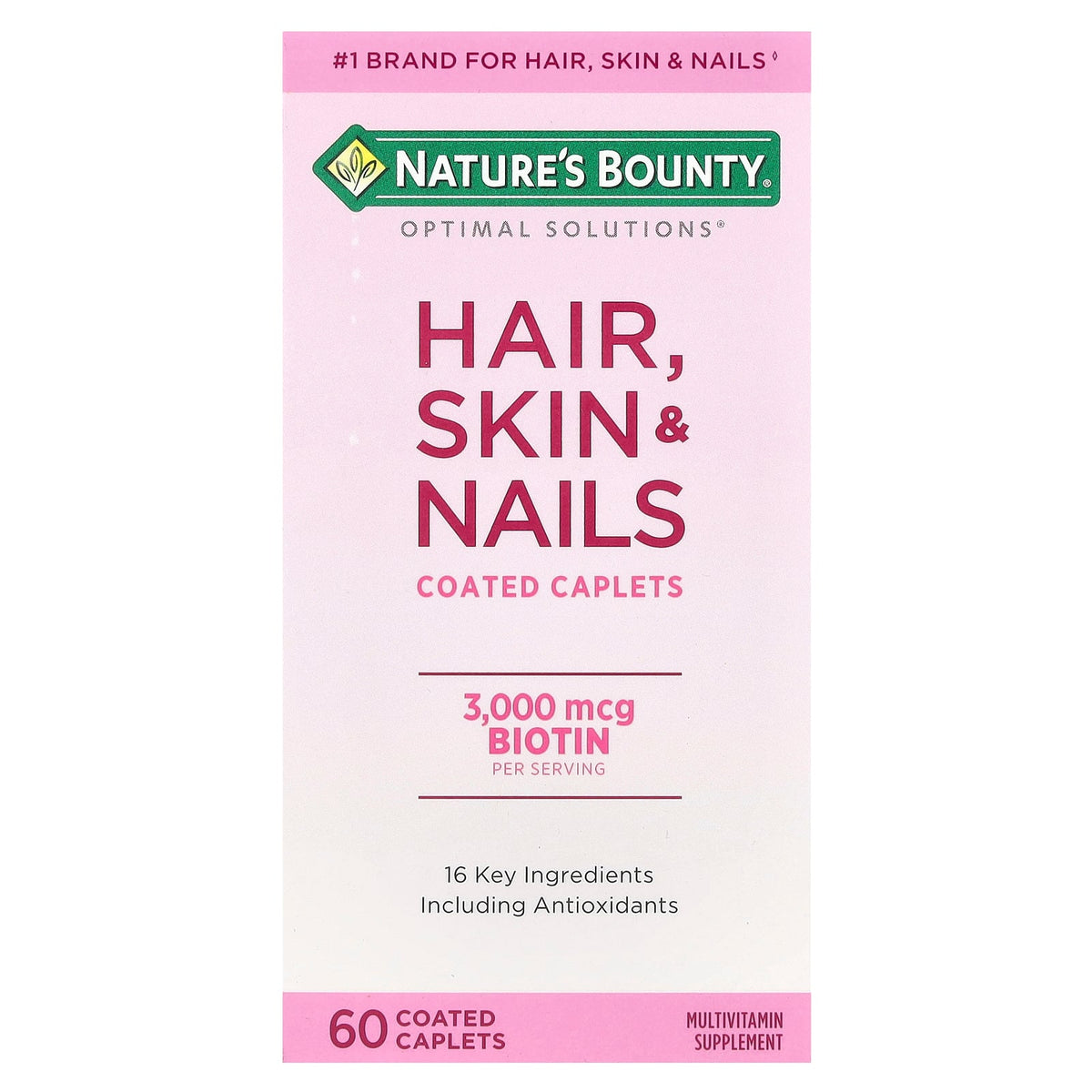 Nature's Bounty Hair Skin Nails 60ct - front of bottle