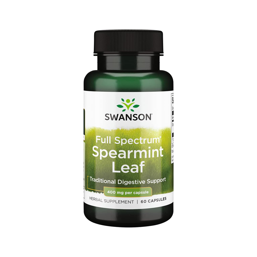 Swanson Spearmint Leaf (Mentha Spicata) - Full Spectrum Herbal Supplement Supporting Digestive Health & Mild Stomach Issues - Natural Formula Supporting Health & Wellness - (60 Capsules, 400mg Each)