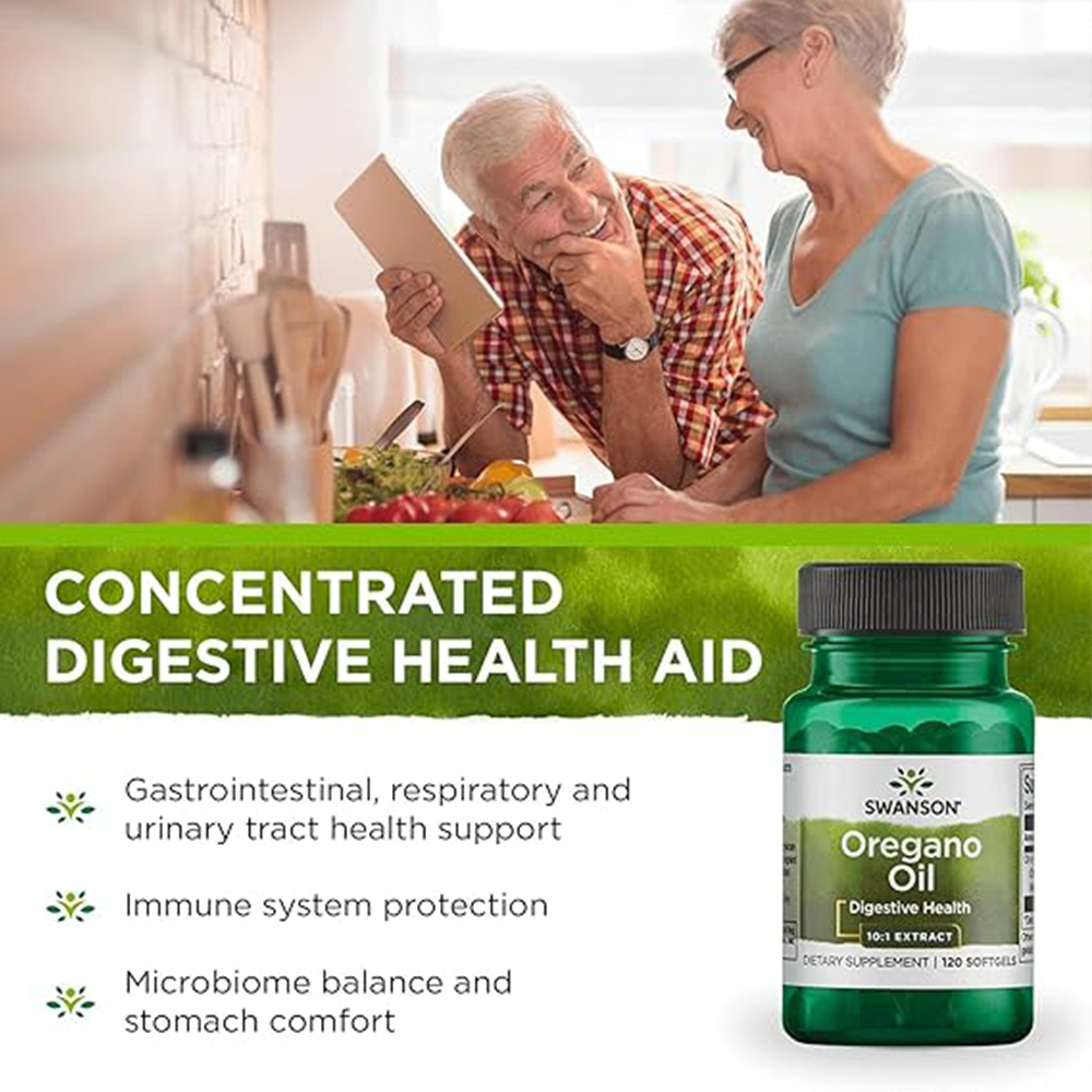 Swanson Oregano Oil 10:1 Extract-Natural Supplement Promoting Digestive Health-Respiratory & Urinary Tract Health Support (120 Softgels, 150mg Each)