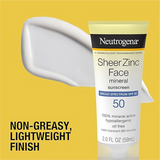 Neutrogena Sheer Zinc Oxide Dry-Touch Face Sunscreen with Broad Spectrum SPF 50, Oil-Free, Non-Comedogenic & Non-Greasy Mineral Sunscreen, 2 fl. oz