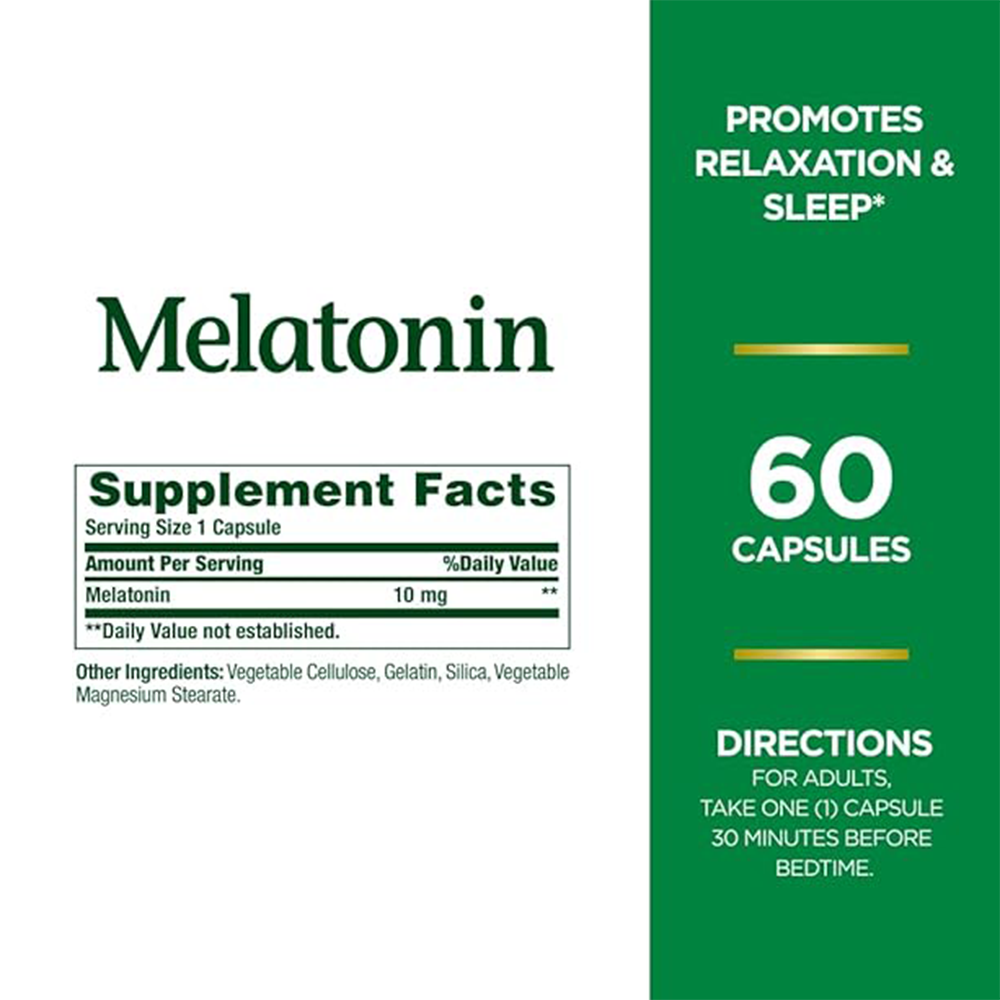 Nature's Bounty Melatonin, 100% Drug-Free Sleep Aid, Dietary Supplement, 10 mg, 60 Count