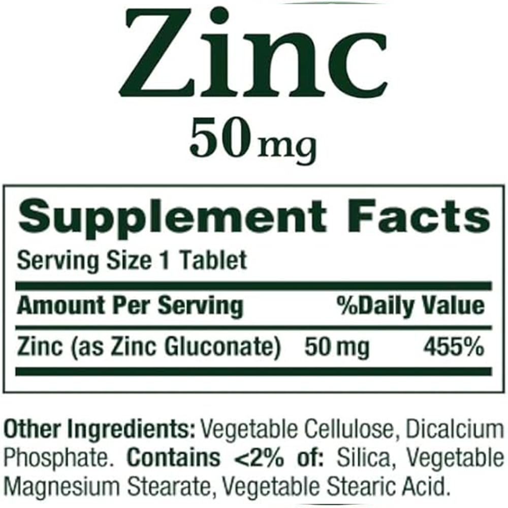 Nature's Bounty Zinc 50 mg, 400 Caplets- 50mg High Potency Zinc, Vegetarian Friendly, nalkotSumplimentsGuide