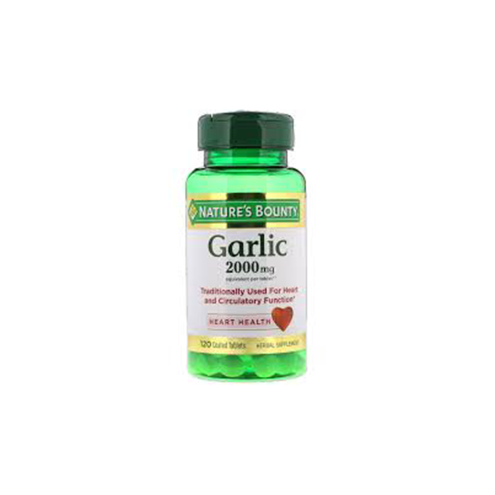 Nature's Bounty Garlic Tablets, Heart Health, 2000 Mg, Order Free Coated Tablets, 120 Ct
