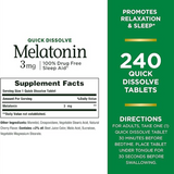 Nature’s Bounty Melatonin 3mg, 100% Drug Free Sleep Aids for Adults, Supports Relaxation and Sleep, Dietary Supplement, 240 Count (Cherry Flavour - Packaging May Vary)