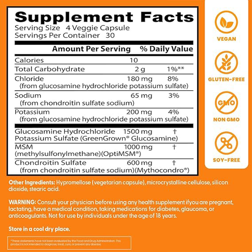 Doctor's Best Glucosamine Chondroitin Msm with OptiMSM Capsules, Supports Healthy Joint Structure, Function & Comfort, Non-GMO, Gluten Free, Soy Free, 240 Count (Pack of 1)