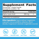 Doctor's Best Alpha-Lipoic Acid 300, Supports Antioxidant Function & Glycemic Balances, Non-GMO, Gluten Free, Vegan, Soy Free, 300 mg, 180 Veggie Caps