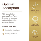 Solgar L-Lysine 1000 mg, 100 Tablets - Enhanced Absorption and Assimilation - Promotes Integrity of Skin and Lips - Collagen Support - Amino Acids - Non GMO, Vegan, Gluten Free - 100 Servings