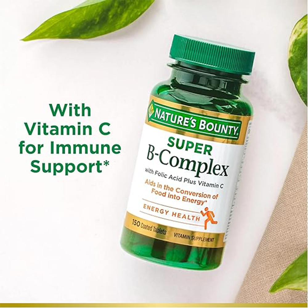 Nature's Bounty Super B-complex with Folic Acid Plus Vitamin C, 150 Tablets