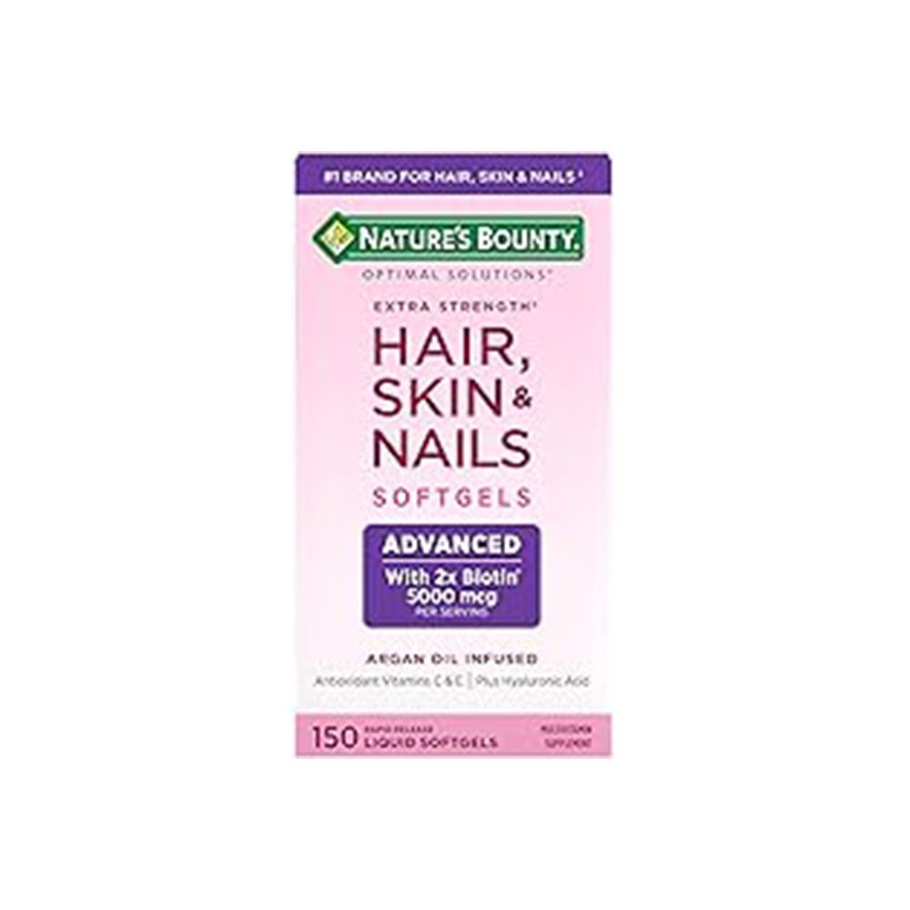 Nature's Bounty Advanced Hair, Skin & Nails, Argan-Infused Vitamin Supplement with Biotin and Hyaluronic Acid, 150 Rapid Release Softgels