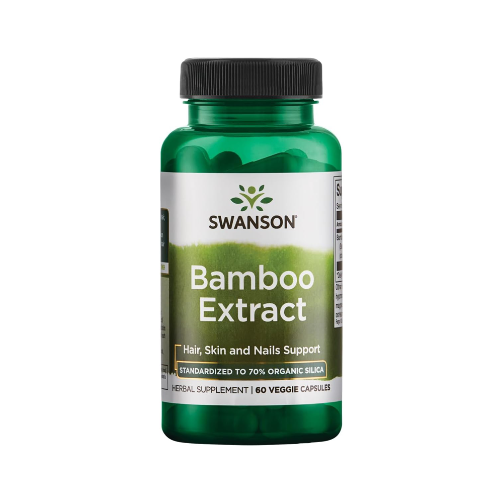 Swanson Bamboo Extract for Hair and Nails Silica Supplement Supports Collagen 300 mg 60 Veggie Capsules