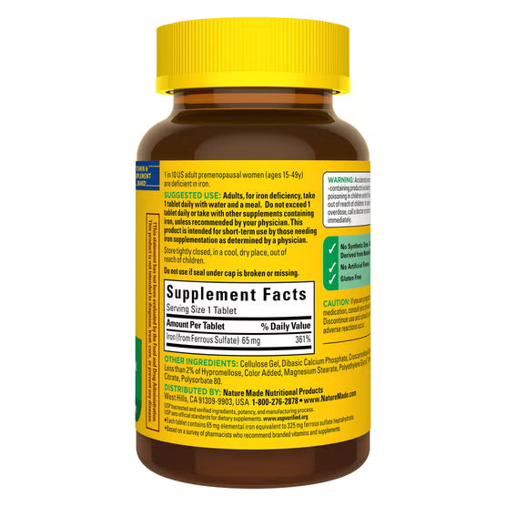 Nature Made Iron 65mg, 365 Tablets