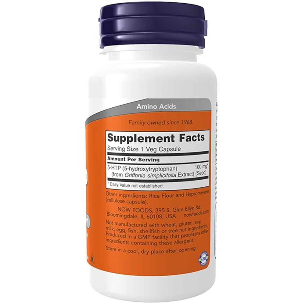Now Foods 5 - HTP 100 Mg Neurotransmitter Support Capsules - 60 Veg Capsules