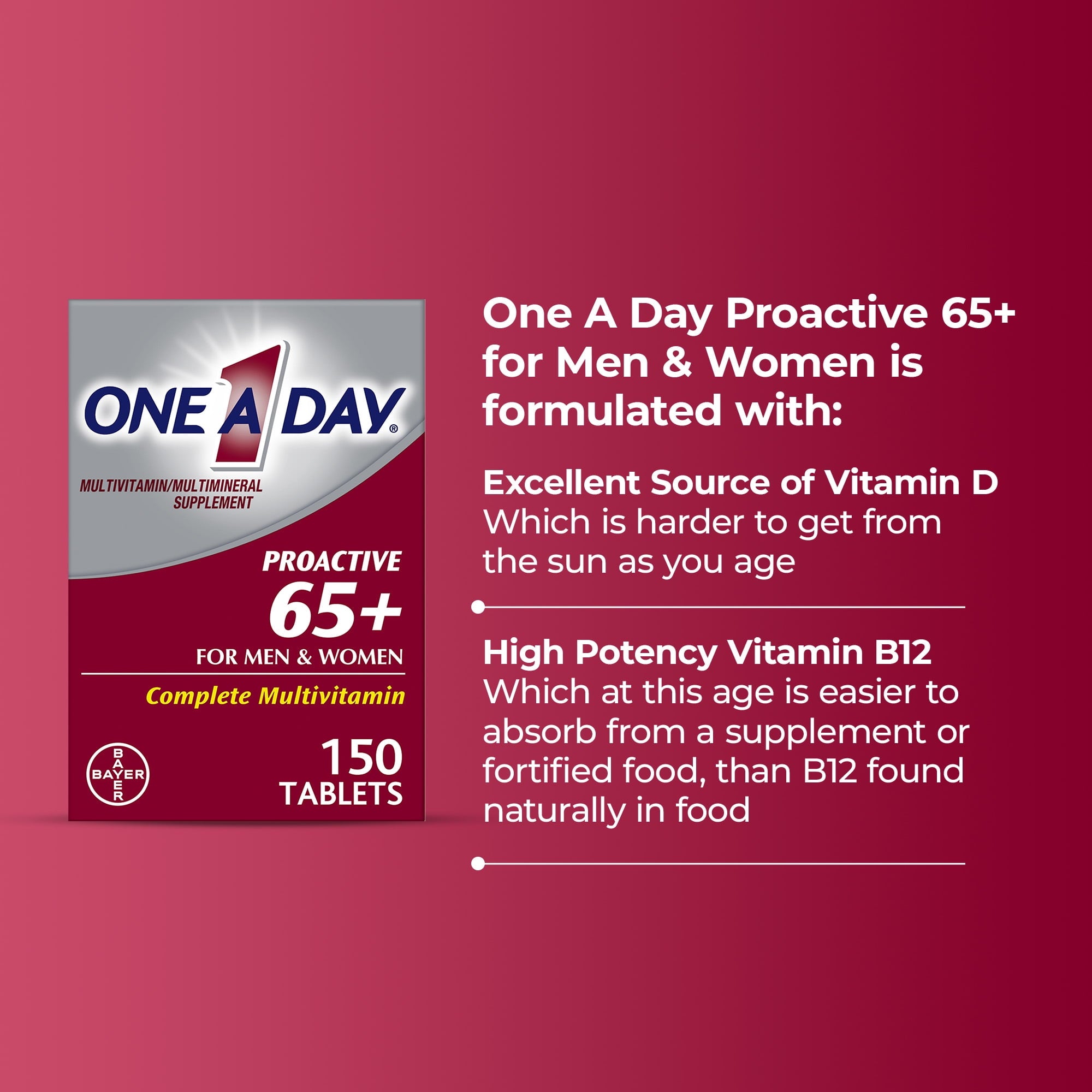 One A Day Proactive 65 Plus 150ct - product detail view