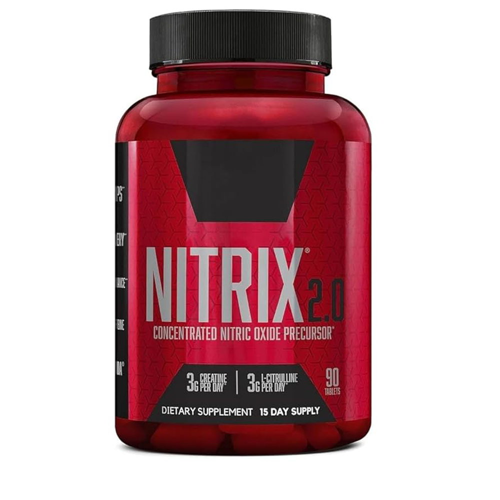 BSN NITRIX 2.0 - Nitric Oxide Precursors, 3g Creatine, 3g L Citrulline - Supports Workout Performance, Pumps, Muscle Recovery and Endurance - 90 Tablets