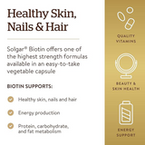 Solgar Biotin 10,000 mcg, 120 Vegetable Capsules - Energy, Metabolism, Promotes Healthy Skin, Nails & Hair - Super High Potency - Non-GMO, Vegan, Gluten, Dairy Free, Kosher - 120 Servings