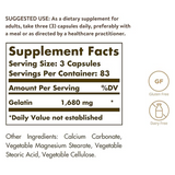 Solgar Gelatin 1680 mg, 250 Capsules - Natural Gelatin - Supports Bone, Joint & Skin Health - Gluten Free, Dairy Free - 83 Servings