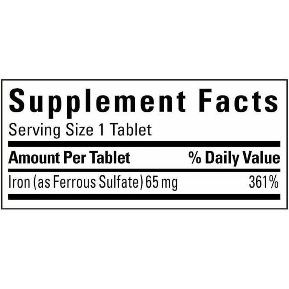 Nature Made Iron 65 mg (from Ferrous Sulfate) Tablets for Red Blood Cell Formation (365 ct.).