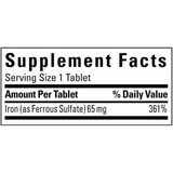 Nature Made Iron 65 mg (from Ferrous Sulfate) Tablets for Red Blood Cell Formation (365 ct.).