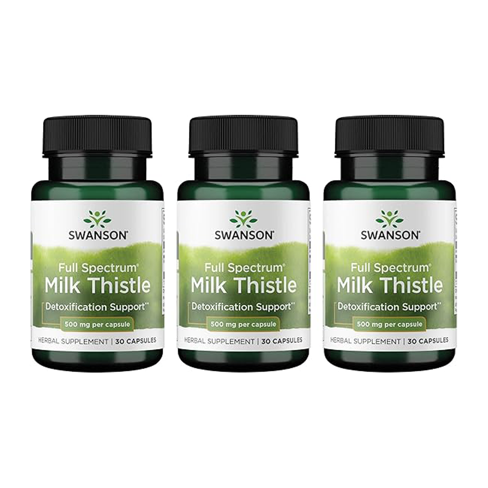 Swanson Full Spectrum Milk Thistle 500 Milligrams 30 Capsules (3 Pack)