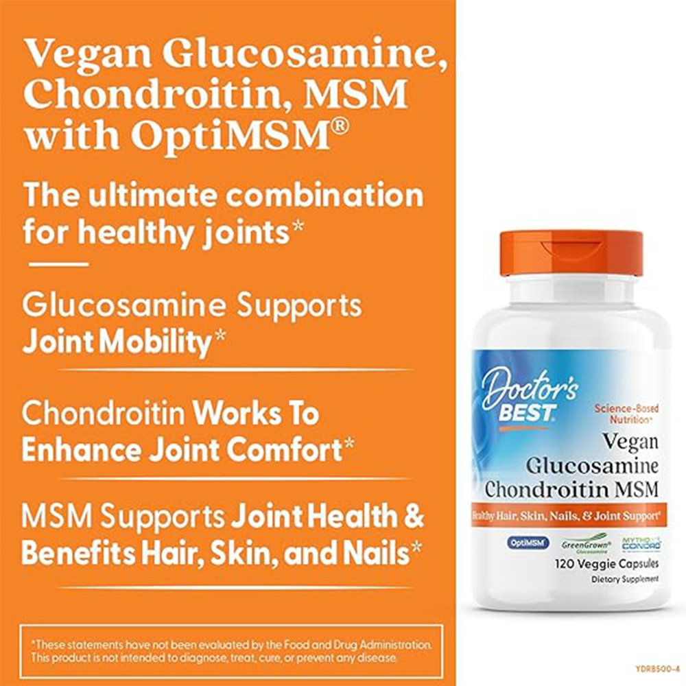 Doctor's Best Glucosamine Chondroitin Msm with OptiMSM Capsules, Supports Healthy Joint Structure, Function & Comfort, Non-GMO, Gluten Free, Soy Free, 240 Count (Pack of 1)