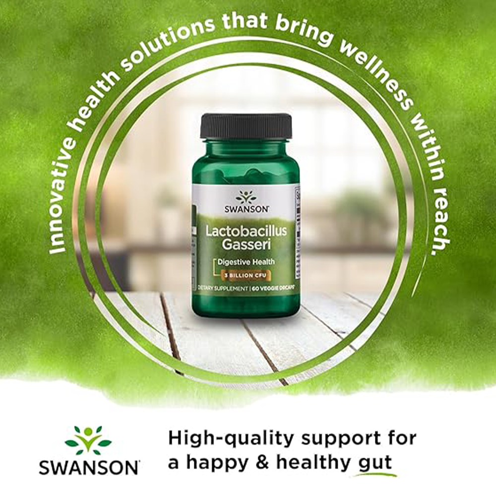 Swanson Lactobacillus Gasseri - Probiotic Supplement Supporting Digestive Health with 3 Billion CFU - Design-Release Satiety & Fat Metabolism Support - (60 Veggie Capsules)