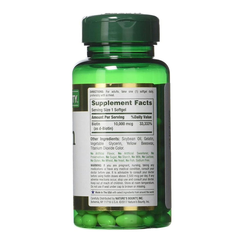 Nature's Bounty Biotin 10,000 mcg, Rapid Release Softgels 120 Each
