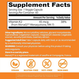 Doctors Best Natural Vitamin K2 MK-7, Supports Tissue & Bone Health, Non-GMO, Gluten Free, Soy Free, Vegan 60 Veggie Caps