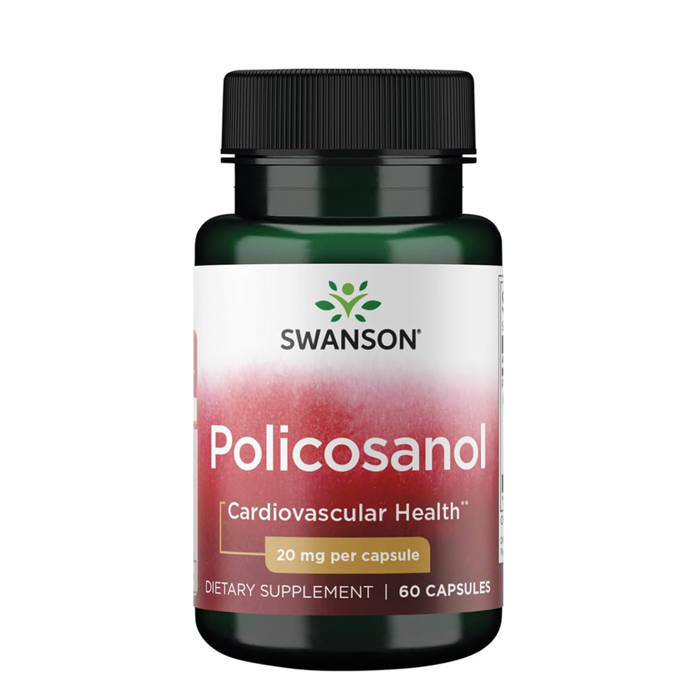 Swanson Ultra Policosanol - Supplement Helps Support Cardiovascular Health - All Natural Formula Aids Good Heart Health & Function - Helps Maintain Healthy Cholesterol Levels (60 Capsules, 20mg Each)