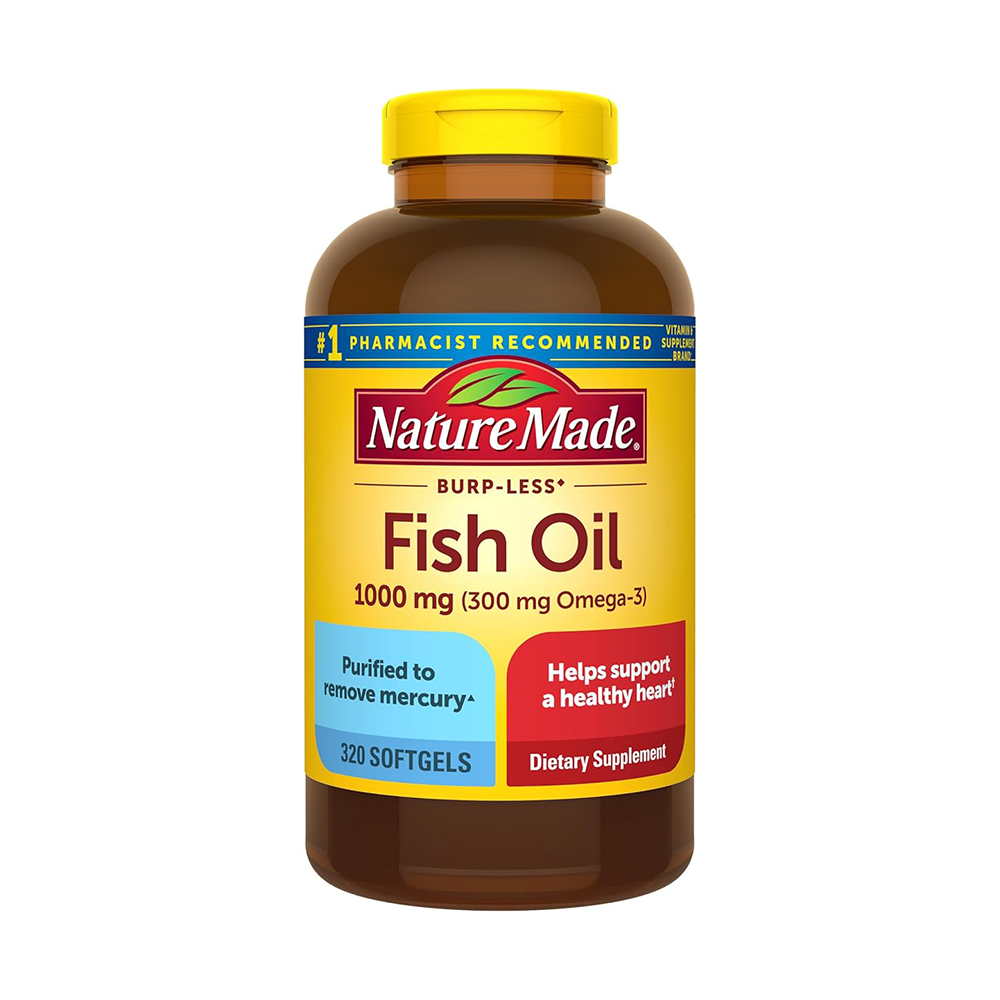 Nature Made Fish Oil 1000 mg Softgels, Fish Oil Supplements, Omega 3 Fish Oil for Healthy Heart Support, Omega 3 Supplement with 320 Softgels, 160 Day Supply