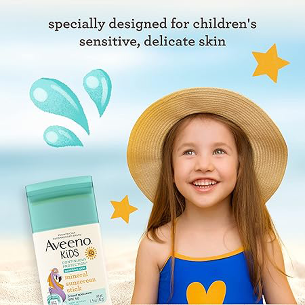 Aveeno Kids Continuous Protection Mineral Sunscreen Stick Spf 50 For All Skins, 42G