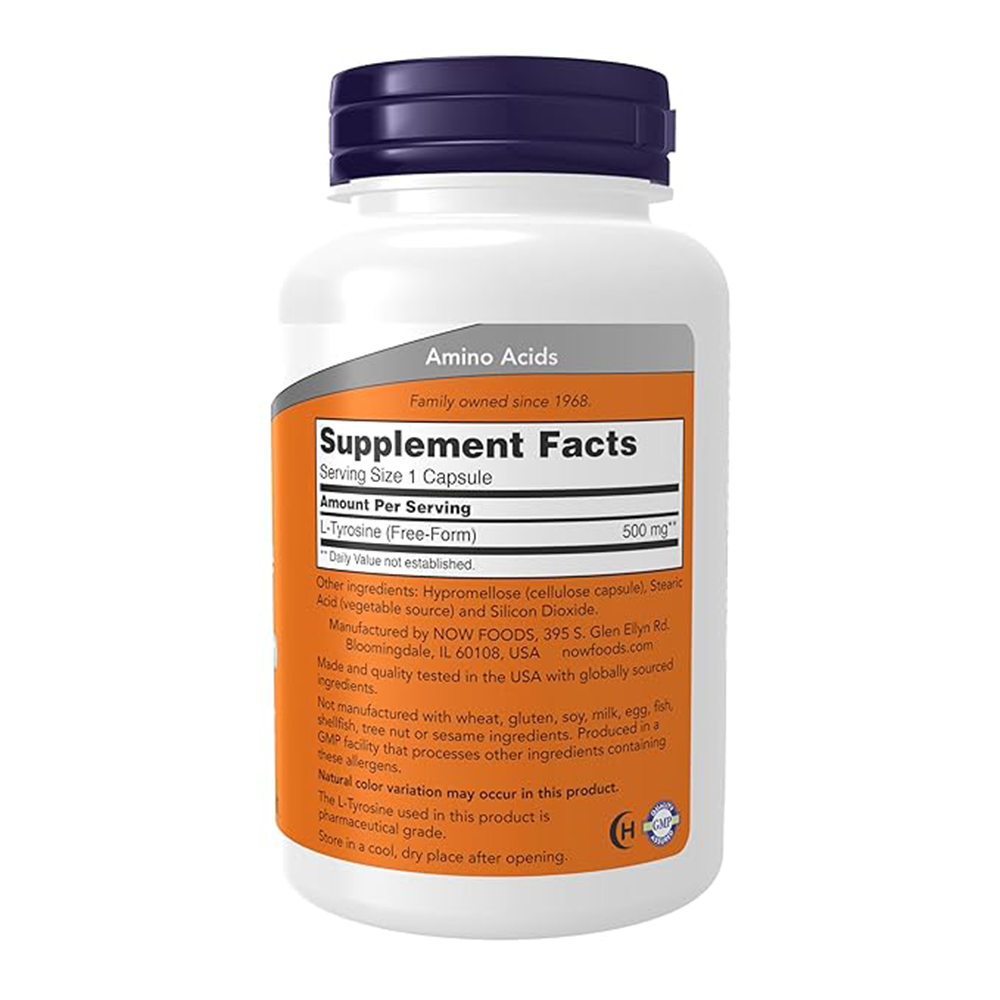 Now Foods L-tyrosine Capsules 500mg -Pack of 120 Capsules