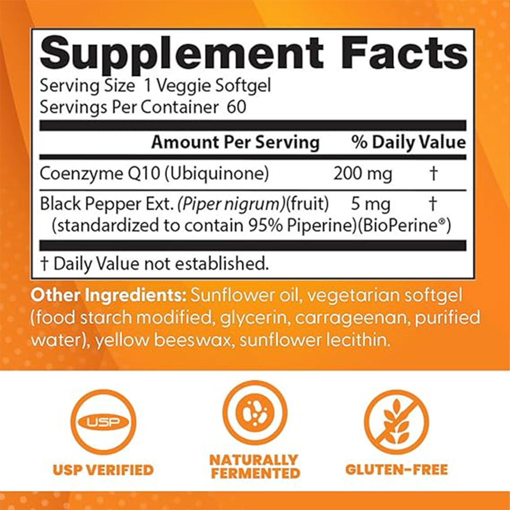 Doctor's Best High Absorption COQ10, Heart & Energy Support, USP Verified, Naturally Fermented CoQ10, Non-GMO Gluten Free, Soy Free, Vegetarian 60 Veggie Softgels