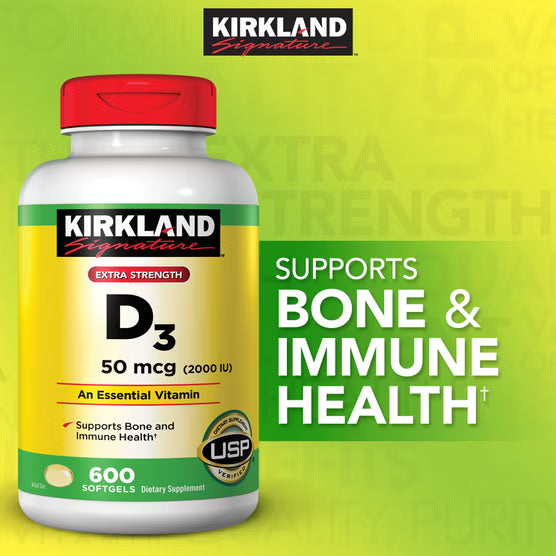 Kirkland Signature Extra Strength D3 50mcg (2000 IU), 600 Softgels