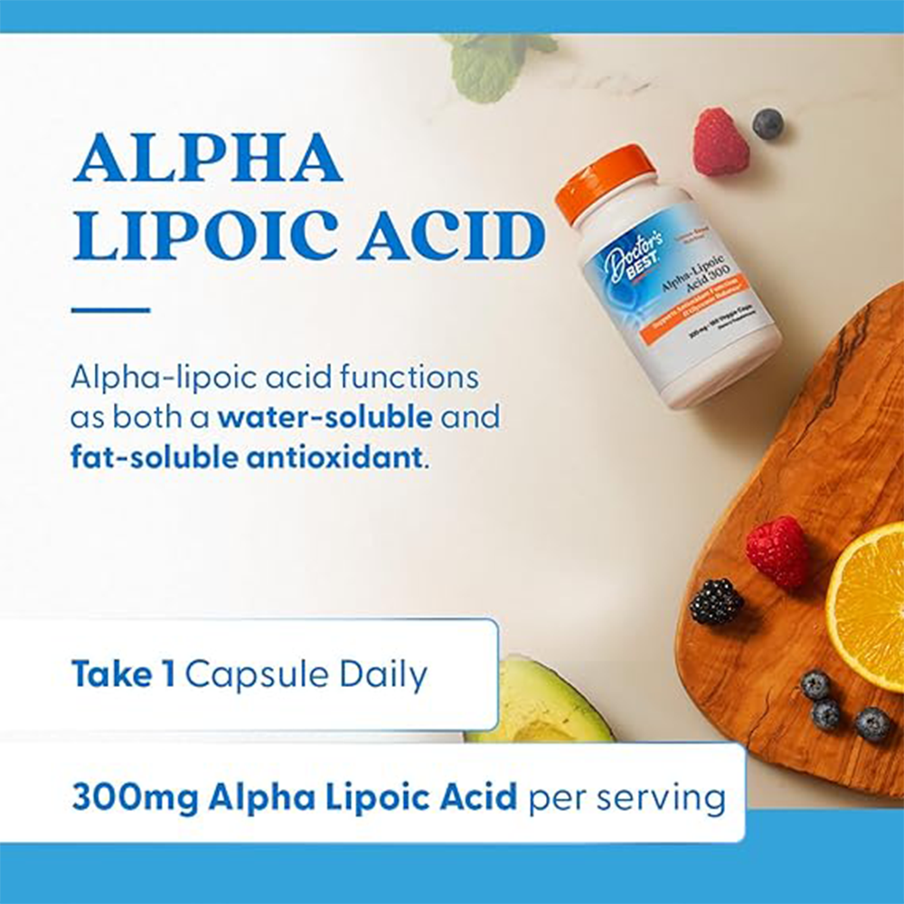Doctor's Best Alpha-Lipoic Acid 300, Supports Antioxidant Function & Glycemic Balances, Non-GMO, Gluten Free, Vegan, Soy Free, 300 mg, 180 Veggie Caps