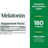 Nature's Bounty Melatonin, 100% Drug Free Sleep Aid, Promotes Relaxation and Sleep Health, 1mg, 180 Tablets