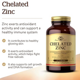 Solgar Chelated Zinc, 250 Tablets - Zinc for Healthy Skin - Supports Cell Growth & DNA Formation - Exerts Antioxidant Activity - Supports A Healthy Immune System - Non GMO, Vegan - 250 Servings